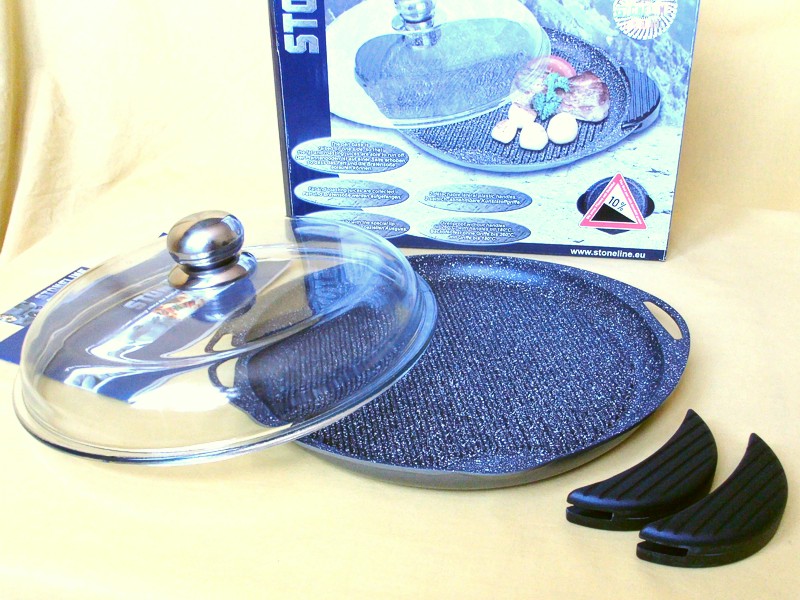Stoneline керамическая сковорода-барбекю с крышкой (круглая). Арт. WX 7332